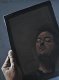 Self portrait in device by Matthew Hickey, Painting, Oil on canvas