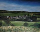 Village in the valley by Matthew Hickey, Painting, Oil on canvas