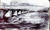 Wark Bridge by Matthew Hickey, Drawing, Pen on Paper