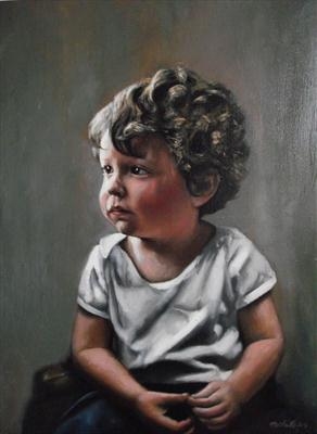 Miles at three by Matthew Hickey, Painting, Oil on canvas