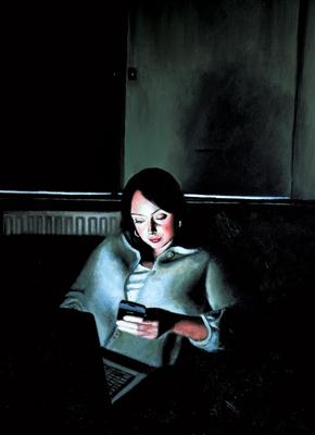 Screen time: Sarah 2 by Matthew Hickey, Painting, Oil on canvas