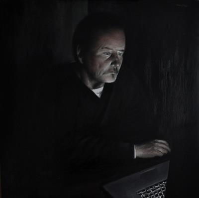 Screen time: Uncle Pat by Matthew Hickey, Painting, Oil on canvas
